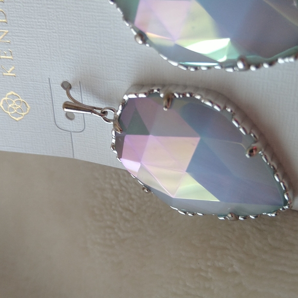 Kendra Scott Corley Earrings Silver &  Slate Iridescent Rare - Picture 5 of 7